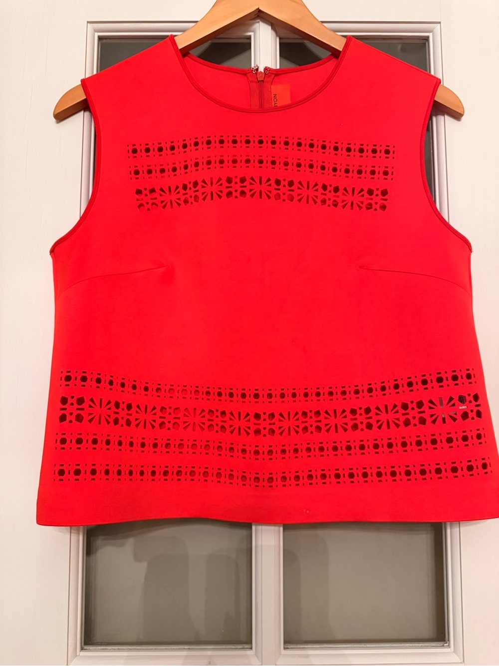 Clover Canyon Vibrant Red Laser-Cut Sleeveless Top